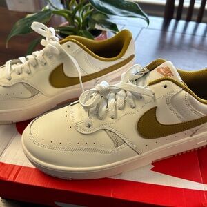 Nike White and Gold Sneakers